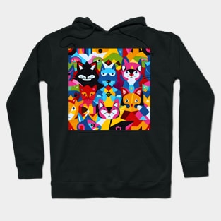 Cute playful abstract deformed geometric cats Hoodie